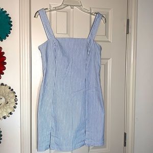 Blue and white striped dress, size L